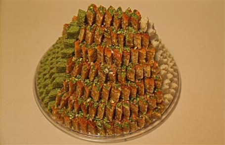 باقلوا، لوز بادام، لوز پسته - ظرف بلور گرد